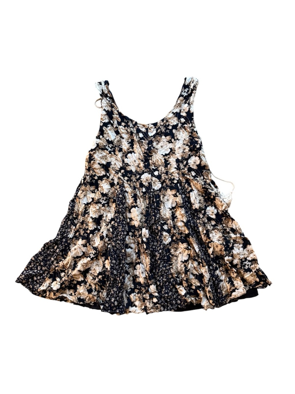 Entro Black & Cream Floral Flowy Summer Vacation Tank Sundress Medium